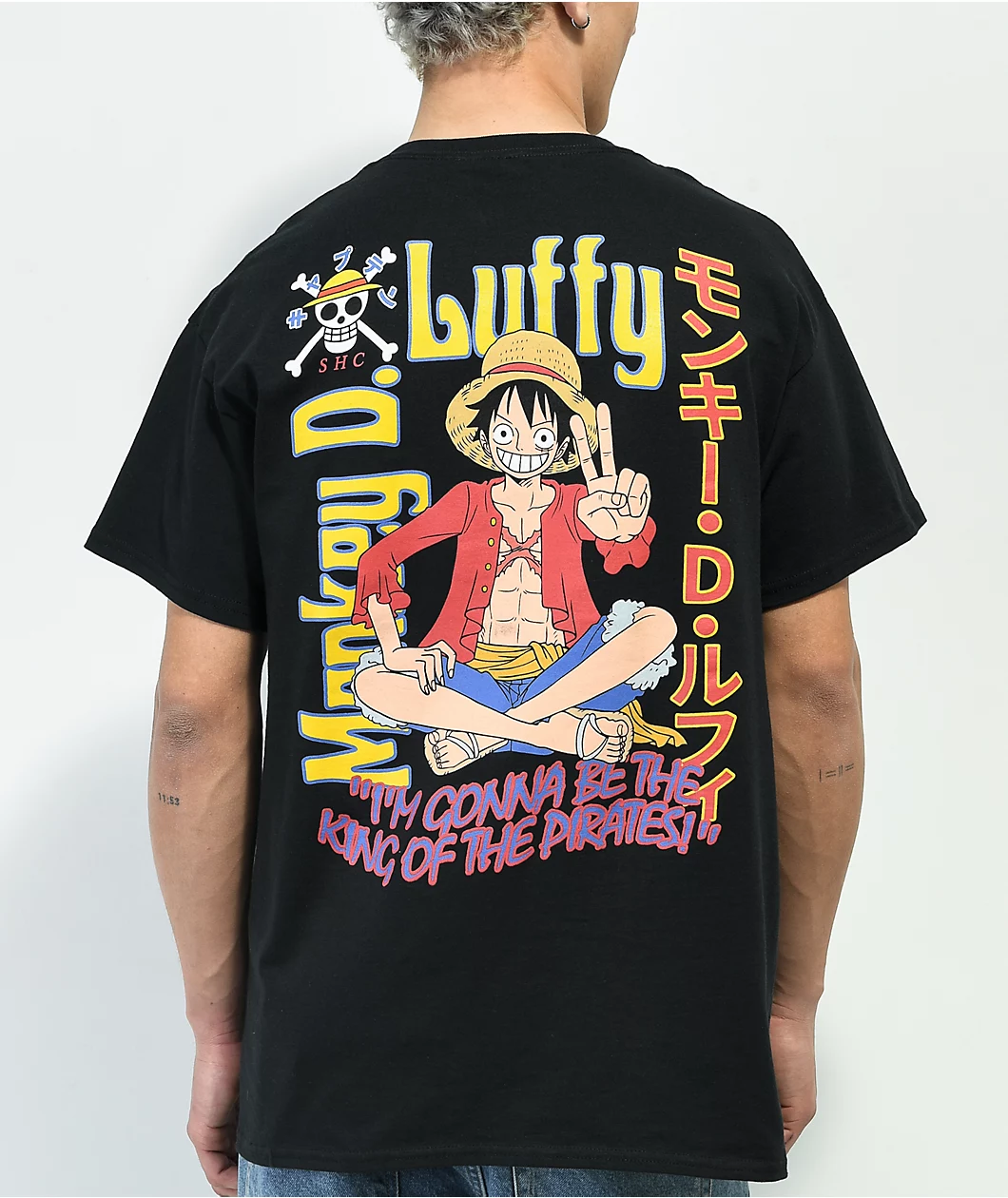 One Piece Luffy Black T Shirt 358940 front US - One Piece Clothing